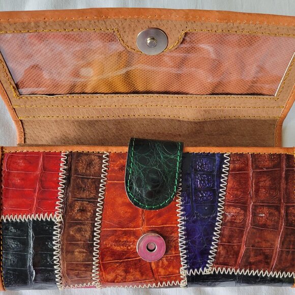 NWOT Women’s Handcrafted Genuine Alligator Leather Large Clutch Wallet - Picture 4 of 6